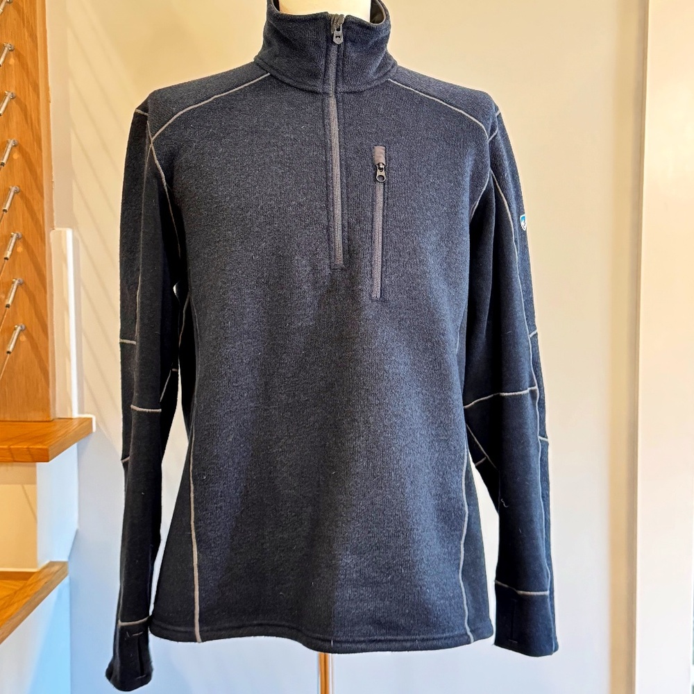 Kuhl Interceptr Men's Large 1/4 Zip Fleece Sweater, Pirate/Midnight Blue